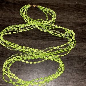 EUC lime green beaded vintage necklace ~27” 13.5” half show stopper 5 separate